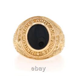 Yellow Gold US Army Air Forces Mens Ring 10k Onyx WWII Military 1943 Miami Beach