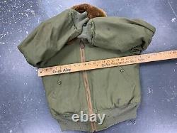 1940 Ww2 Vtg Us Army Air Forces B-15 Flight Bomber Jacket Taille 36 Fur Cotton Od