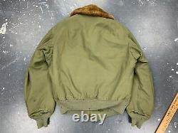 1940 Ww2 Vtg Us Army Air Forces B-15 Flight Bomber Jacket Taille 36 Fur Cotton Od