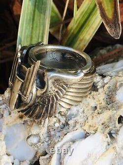 1942 Ww2 Us Army Pin Coin Ring Silver Air Force Gunner Combat Wings Trench Art
