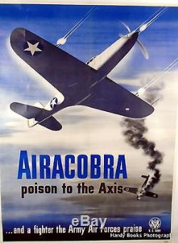 1943 Original Wwii Poster Airacobra Linen-backed / U. S. Army Air Force / Rare