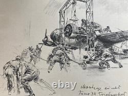 1943, esquisses de l'armée de terre/force aérienne allemande publiées, aquarelles de l'artiste Hans Liska