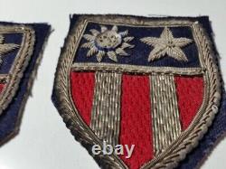 2) WWII AAF US Army Air Force China-Burma-India Sleeve Insignias Silver Wires

	 
<br/>

 <br/>	 Insignes de manche en argent de la Force aérienne de l'Armée américaine (AAF) de la Seconde Guerre mondiale, Chine-Birmanie-Inde