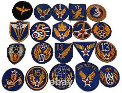 20 Patches de Pilotes d'Avions de Chasse et Bombardiers de l'US Army Air Force de la Seconde Guerre Mondiale