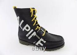 350 $ Polo Ralph Lauren Noir Hommes Taille 9 Alpine Leather Ranger Bottes Chaussures