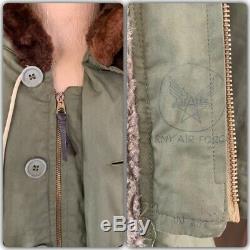 40s Vtg Usaaf B-9 Vol D'hiver Parka Veste Armée Armée De L'air Mouton Alpaga Medium