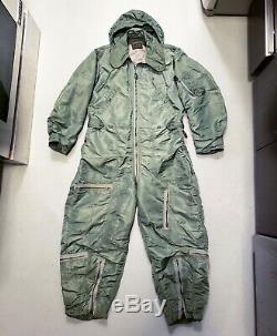 50 Vtg Usaaf Army Air Force Cwu-1 / P Flight Suit Combinaison Sz L Black Label