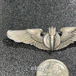 AILES DE BOMBARDEUR RARES DE L'ARMÉE DE L'AIR DES ÉTATS-UNIS ÉPINGLETTE EN ARGENT STERLING AMICO WWII