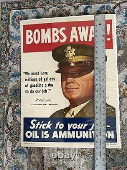 Affiche authentique du Conseil de guerre du pétrole de la Seconde Guerre mondiale - Hap Arnold, général de l'armée de l'air des États-Unis.