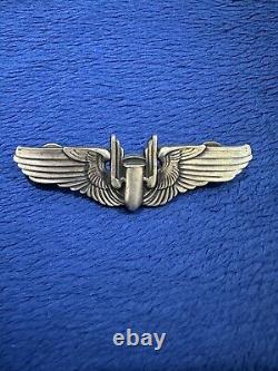 Ailes de mitrailleur aérien de l'US Army Air Force de la Seconde Guerre mondiale, d'origine des années 1940, en argent sterling, à 3 épingles.