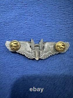 Ailes de mitrailleur aérien de l'US Army Air Force de la Seconde Guerre mondiale, d'origine des années 1940, en argent sterling, à 3 épingles.