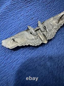 Ailes de mitrailleur aérien de l'US Army Air Force de la Seconde Guerre mondiale, d'origine des années 1940, en argent sterling, à 3 épingles.