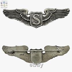 Ailes de pilote de service des forces aériennes de l'armée américaine de la Seconde Guerre mondiale Sterling, blason Meyer taille 3-1/16 #147