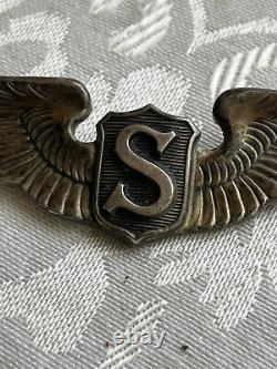 Ailes de pilote de service en argent sterling WWII Forces aériennes de l'armée américaine épingle de veste #2