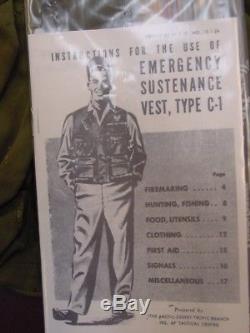 Armée De L’air Américaine, Seconde Guerre Mondiale, Survie Des Secours D'urgence, Gilet De Type C-1, Rare