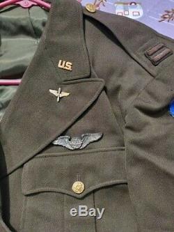 Armée De L'air Américaine Usaaf Officiers Aac Od Laine Gabardine Robe Veste Manteau 46l