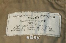 Armée De L'air De L'armée Américaine Numéro K-1 Flight Nurse Veste Femme Taille 14 Ultra Rare