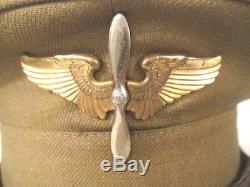 Armée De L'air De La Seconde Guerre Mondiale De L'armée De L'air Des États-unis Cadette Pilote Aaf Casquette Ou Chapeau Avec Bord En Cuir Sz 6 7/8