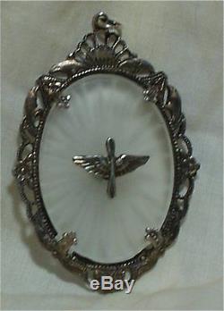 Armée De L'air Force Sterling Sweetheart Bijoux Pendentif Camphre En Verre Ailes