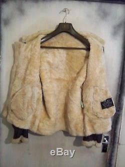 Armée De L'armée De L'air Vintage Shearling Peau De Mouton En Cuir B3 Flying Jacket Taille XL