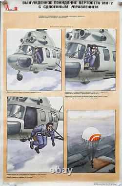 Armée Soviétique Armée De L'air Hélicoptère Armé Mi-2 Pilote D'urgence Laissant L'affiche Ussr
