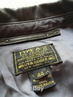 Authentique Cuir Bomber Jacket Type A2 Cockpit De Vol Vtg Us Air Force Army 44