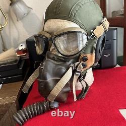 Authentique Ww II Air Force Aviator Cap/helmet Set A-9 Ou A-10