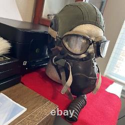 Authentique Ww II Air Force Aviator Cap/helmet Set A-9 Ou A-10