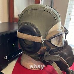 Authentique Ww II Air Force Aviator Cap/helmet Set A-9 Ou A-10