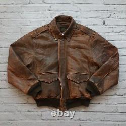 Avirex De Type A-2 Us Army Air Forces Flight Jacket En Cuir Made In USA Vtg 1986