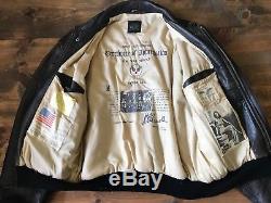 Avirex Men's Leather Jacket-édition Limitée-pin Up-bomber-us Army Air Forces