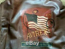 Avirex Vintage Flight Jacket En Cuir Us Army Air Force Doublure Laine Taille L