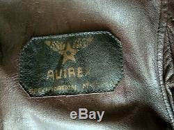 Avirex Vintage Flight Jacket En Cuir Us Army Air Force Doublure Laine Taille L