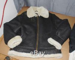 B-3 Aviation Air Force Us Veste En Peau De Mouton En Peau De Mouton Façon Shearling Taille Large! 1a1