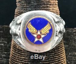 Bague En Argent Sterling Vintage Wwii Us Army Air Forces