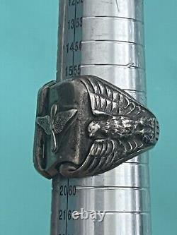 Bague en argent des Forces Aériennes de l'Armée Américaine de la Seconde Guerre mondiale, aile d'hélice USAAF, taille 8.5