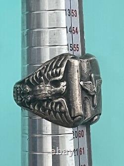 Bague en argent des Forces Aériennes de l'Armée Américaine de la Seconde Guerre mondiale, aile d'hélice USAAF, taille 8.5