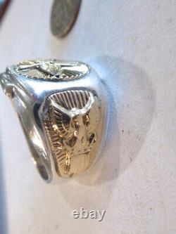 Bague en argent sterling 10K avec un aigle pour l'aviation de l'armée de l'air des États-Unis