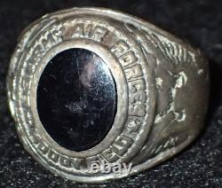 Bague en argent sterling avec l'insigne du pilote de Moody Field de l'US Army Air Forces de la Seconde Guerre mondiale à Wichita, KS.