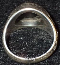 Bague en argent sterling avec l'insigne du pilote de Moody Field de l'US Army Air Forces de la Seconde Guerre mondiale à Wichita, KS.