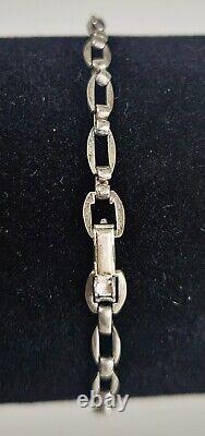 Bracelet d'identification pilote en argent sterling vintage avec ailes en or, Forces aériennes de l'armée américaine de la Seconde Guerre mondiale