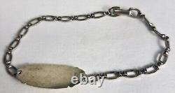 Bracelet d'identification pilote en argent sterling vintage avec ailes en or, Forces aériennes de l'armée américaine de la Seconde Guerre mondiale