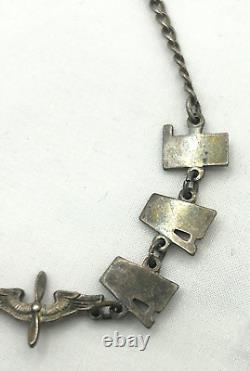 Bracelet de l'USAAF de la Seconde Guerre mondiale en argent Sterling, 7ème Force aérienne de l'Armée de l'Air, patine argentée des années 1940