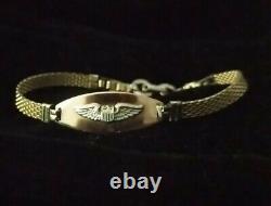 Bracelet en or 10 carats avec les premières ailes de pilote de l'USAAF de l'armée de l'air historique de 1940 - État neuf