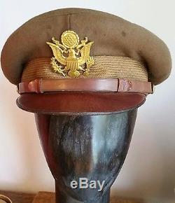 Brilliant Ww2 USA Usaaf Army Air Force Officers Crusher Cap Grande Taille Original
