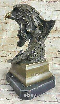 Bronze Marble Statue Eagle Chef Buste Armée Militaire Force Aérienne Cadeau Colonel Marine