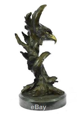 Bronze Sculpture Figurine 15x8 Marbre Aigle Tête Buste Militaire Armée De L'air M