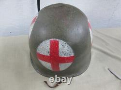 CASQUE DE MÉDECIN DE LA FORCE AÉRIENNE DE L'ARMÉE DE LA SECONDE GUERRE MONDIALE PORTÉ AU COMBAT AVEC NOM