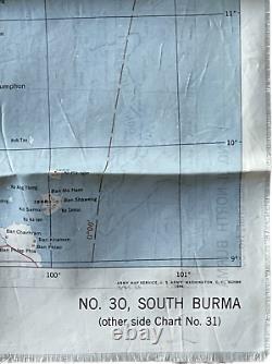 Carte d'évasion et de survie en soie de l'US Army Air Forces de la Seconde Guerre mondiale pour le Nord et le Sud de la Birmanie.