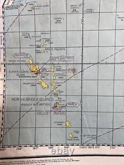 Carte de navigation aérienne spéciale de l'US Army Air Forces de 1944 des îles hawaïennes aux Fidji